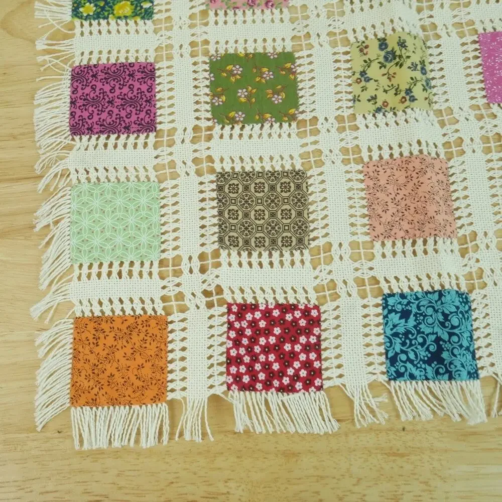 Vintage Handmade Placemat Set of 4 Multicolor Granny Cottage Patchwork‎ Country